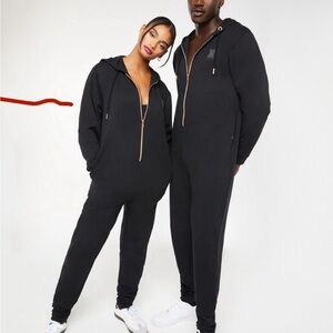 Savage X Fenty Jumpsuit Womens  Mens Large Black Caviar Hooded Zip 14-16